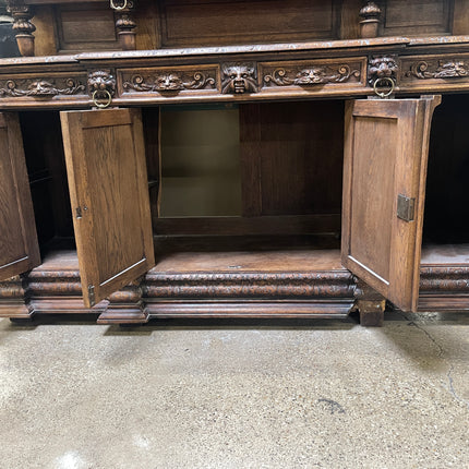 19th Century French Renaissance Revival Carved Oak Sideboard with Mirror