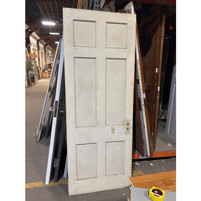 83 3/8in x 31 9/16in 6 Panel Orange/White Painted Door