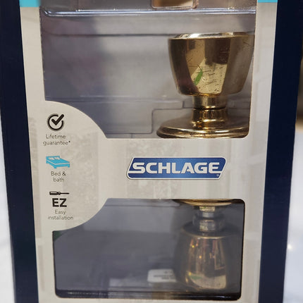 Schlage Flair Lever Door Knob Bright Brass Bed & Bath