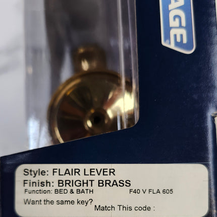 Schlage Flair Lever Door Knob Bright Brass Bed & Bath