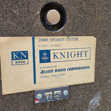 Vintage Allied Knight KN2330 3 Way Speaker System 8 Ohm Mid century