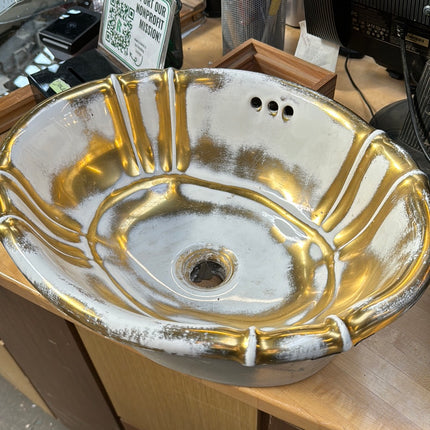 Sherle Wagner Gold Porcelain Sink Bowl