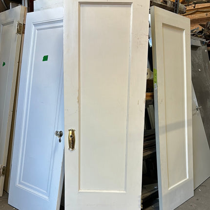 28x83.75 White Painted Wood Single Panel Door