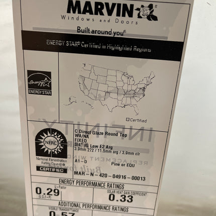 86”w x 21”h Marvin Ultimate Casement Round Top Window
