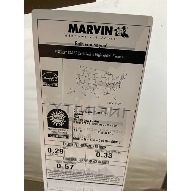 86”w x 21”h Marvin Ultimate Casement Round Top Window