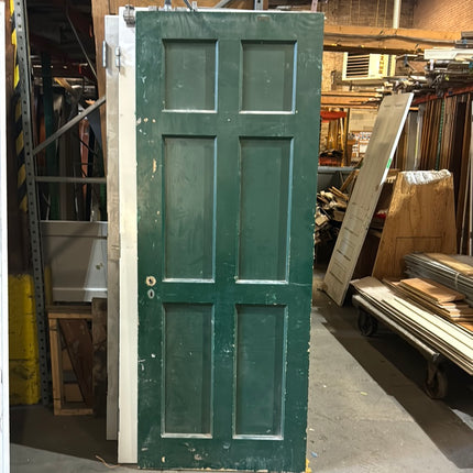 81 x 31 3/4 Green Painted Six Panel Door