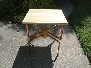 Plywood and Copper Pipe Cube Table