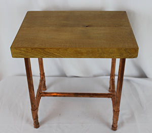 White Oak and Copper Pipe Side Table