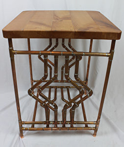 Diamond Deco Cherry and Copper Pipe End Table