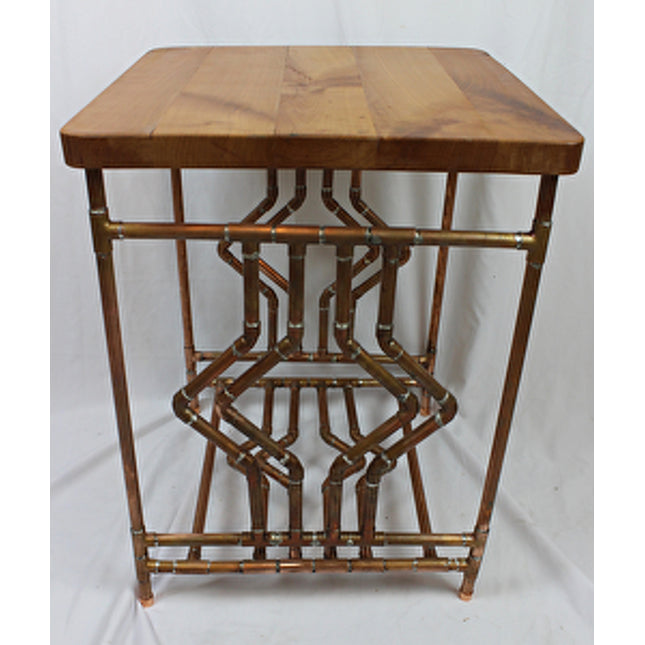 Diamond Deco Cherry and Copper Pipe End Table