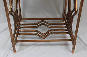 Diamond Deco Cherry and Copper Pipe End Table