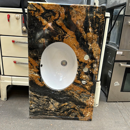 Brown and Black Stone Vanity Top with Sink