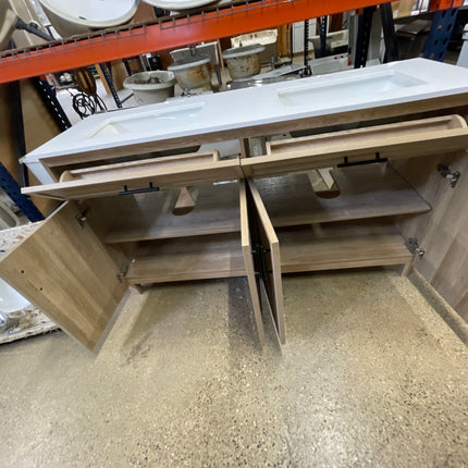 Driftwood Oak Undermount Double Sink Bathroom Vanity