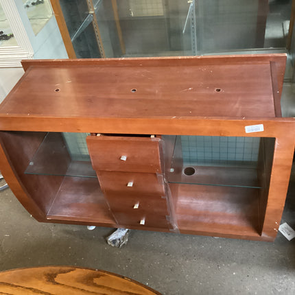 Wooden Hutch w/ Glass Shelves