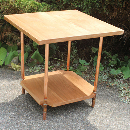 Cherry and Copper Pipe End Table with Cherry Shelf