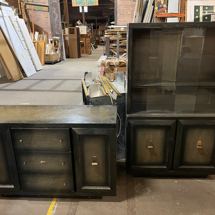 Olive Burst Credenza (Has matching glass cabinet)