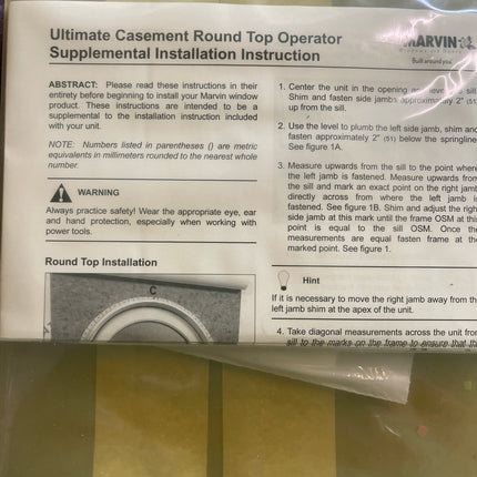 86”w x 21”h Marvin Ultimate Casement Round Top Window