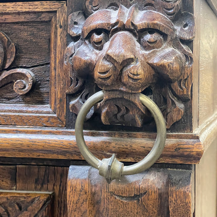 19th Century French Renaissance Revival Carved Oak Sideboard with Mirror