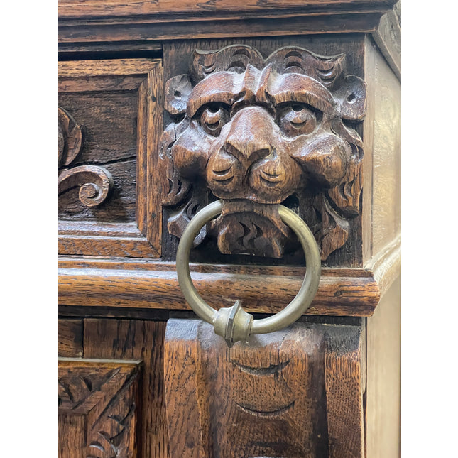 19th Century French Renaissance Revival Carved Oak Sideboard with Mirror