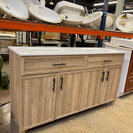 Driftwood Oak Undermount Double Sink Bathroom Vanity
