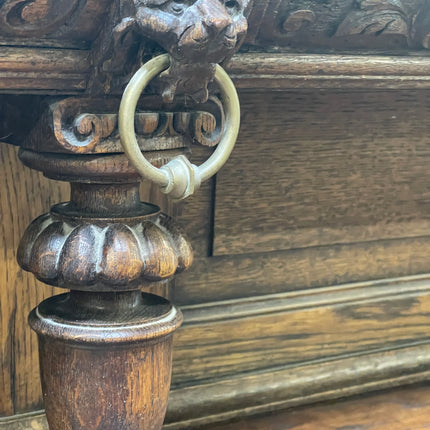 19th Century French Renaissance Revival Carved Oak Sideboard with Mirror