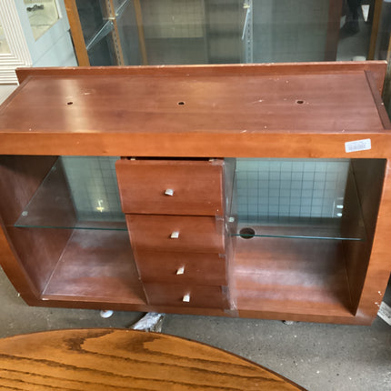 Wooden Hutch w/ Glass Shelves