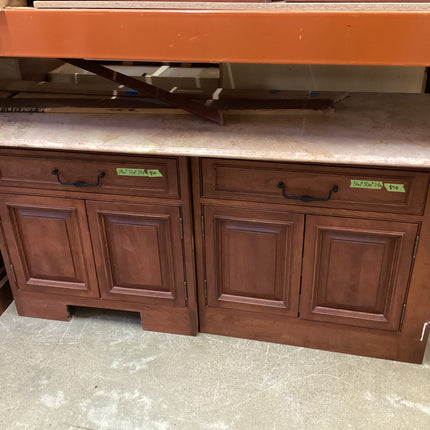 Lower dark brown cabinet with marble top [2/2]
