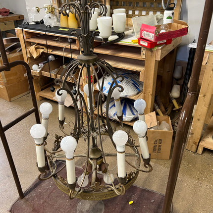 Antique 12 Bulb Metal Chandelier