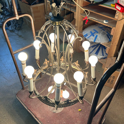 Antique 12 Bulb Metal Chandelier