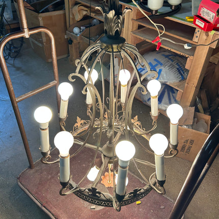 Antique 12 Bulb Metal Chandelier