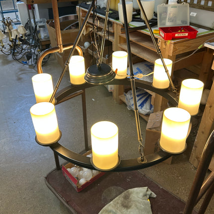 Pottery Barn Bronze Eight Light Round Chandelier