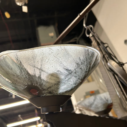 Metal Chandelier with Stained Glass Shades