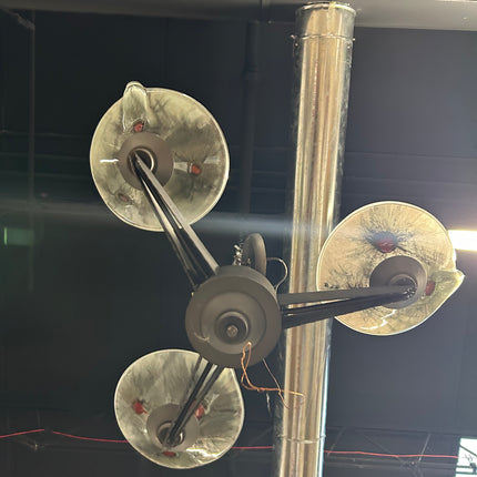 Metal Chandelier with Stained Glass Shades