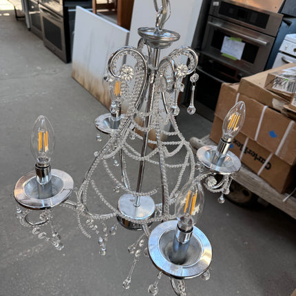 Glass and Stainless Steel Chandelier