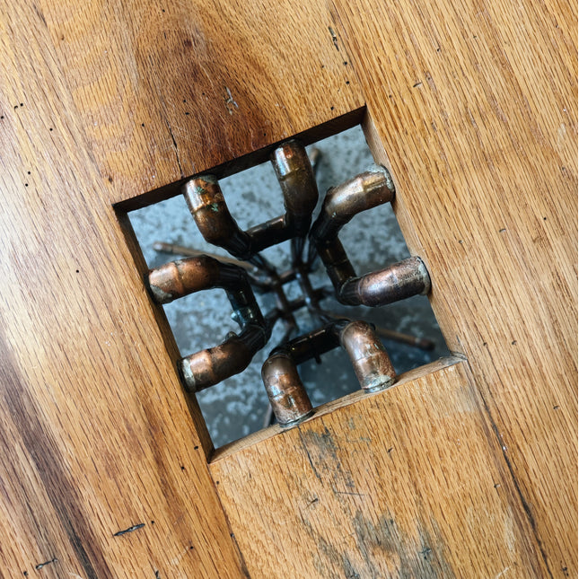 Hole-in-One Oak and Copper Pipe Table