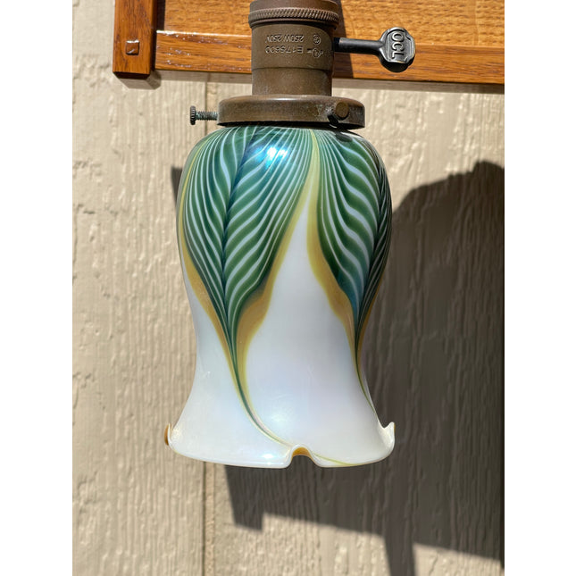 Feather Glass Oak Sconces - Double Light
