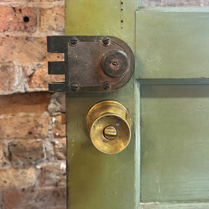 Vintage Olive Green Half-Glass 3-panel 3-lite Exterior Wood Door  (79 3/4" x 31 11/16" x1 5/8")