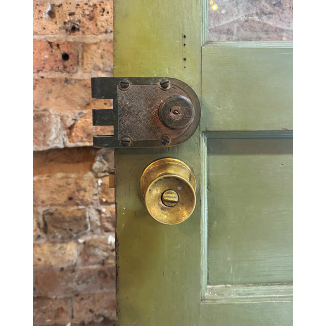 Vintage Olive Green Half-Glass 3-panel 3-lite Exterior Wood Door  (79 3/4" x 31 11/16" x1 5/8")