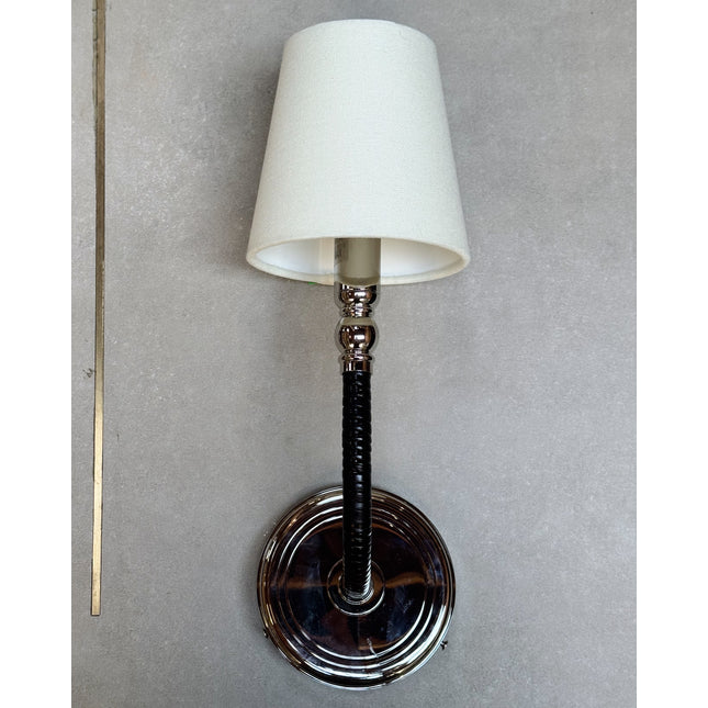 Basden Polished Nickel and Black Rattan Medium Sconce (By Chapman & Myers) -- Visual Comfort