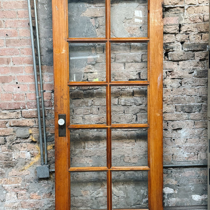 78" x 33 3/4"  10-Pane Glass Antique Hardwood Door with Glass Knob