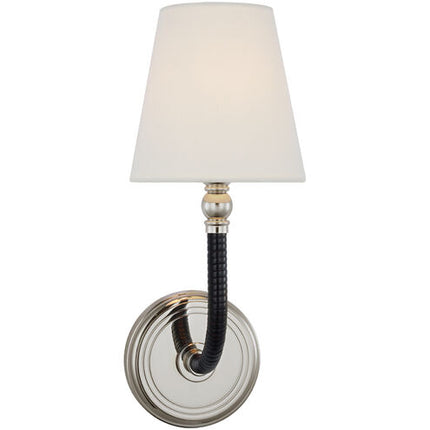 Basden Polished Nickel and Black Rattan Medium Sconce (By Chapman & Myers) -- Visual Comfort