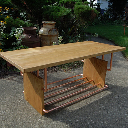 Catalpa and Copper Pipe Coffee Table