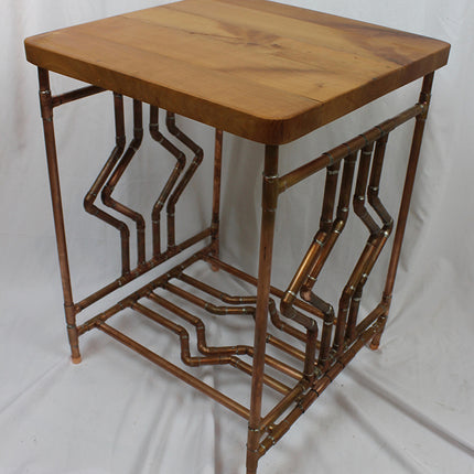 Diamond Deco Cherry and Copper Pipe End Table