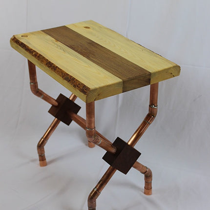 Redwood/Pine/Cherry and Copper Pipe Side Table