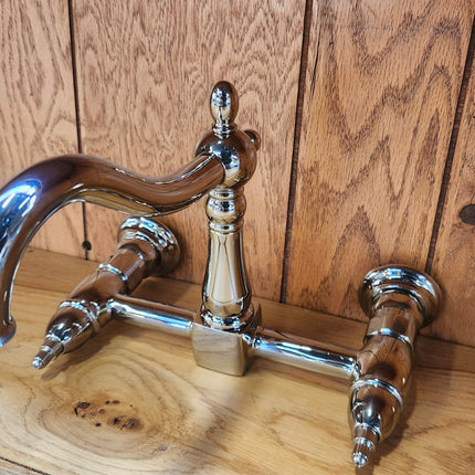 Kingston Brass Double-Handle 2-Hole Wall-Mount Bridge Kitchen Faucet, Polished Chrome