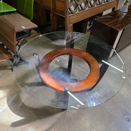 Circular glass coffee table