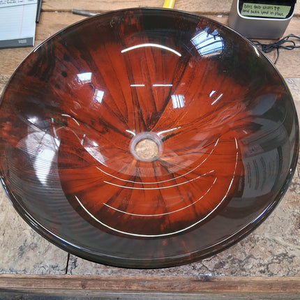Flower Pattern Glass Sink