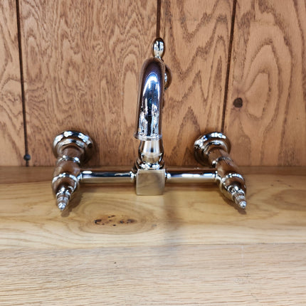 Kingston Brass Double-Handle 2-Hole Wall-Mount Bridge Kitchen Faucet, Polished Chrome