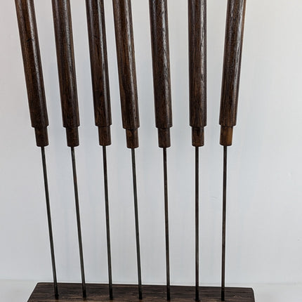 Wood and Steel Cattail Sculpture